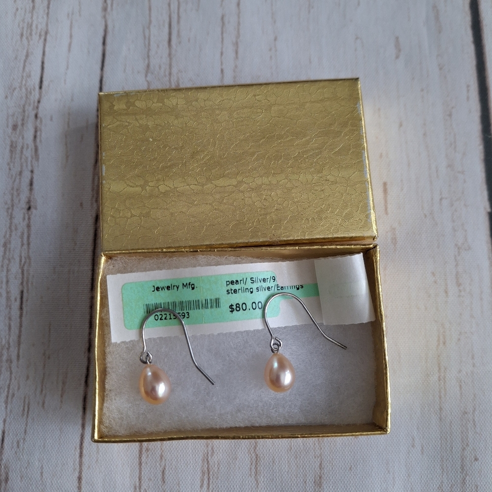 Pearl Drop Earrings Sterling Silver Wedding Jewelry Bridesmaid Gift